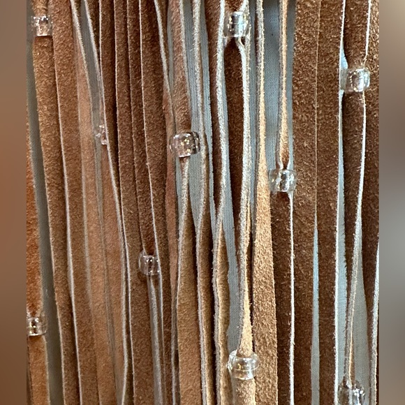 Berman Buckskin vintage long fringe suede vest handpainted cheetah flowers sz SM - Picture 15 of 16